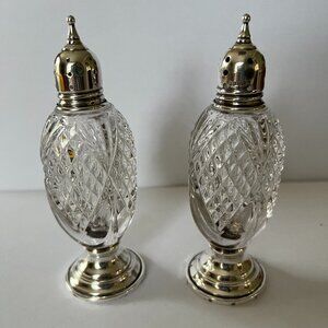 Vintage sterling silver & cut glass salt and pepper shakers